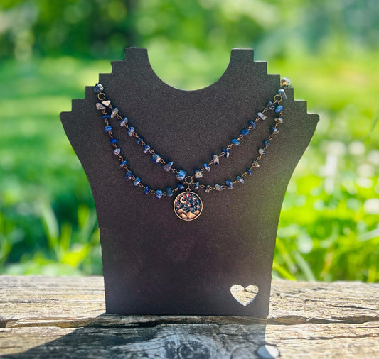 Brass Lapis Lazuli Moon Necklace!!!