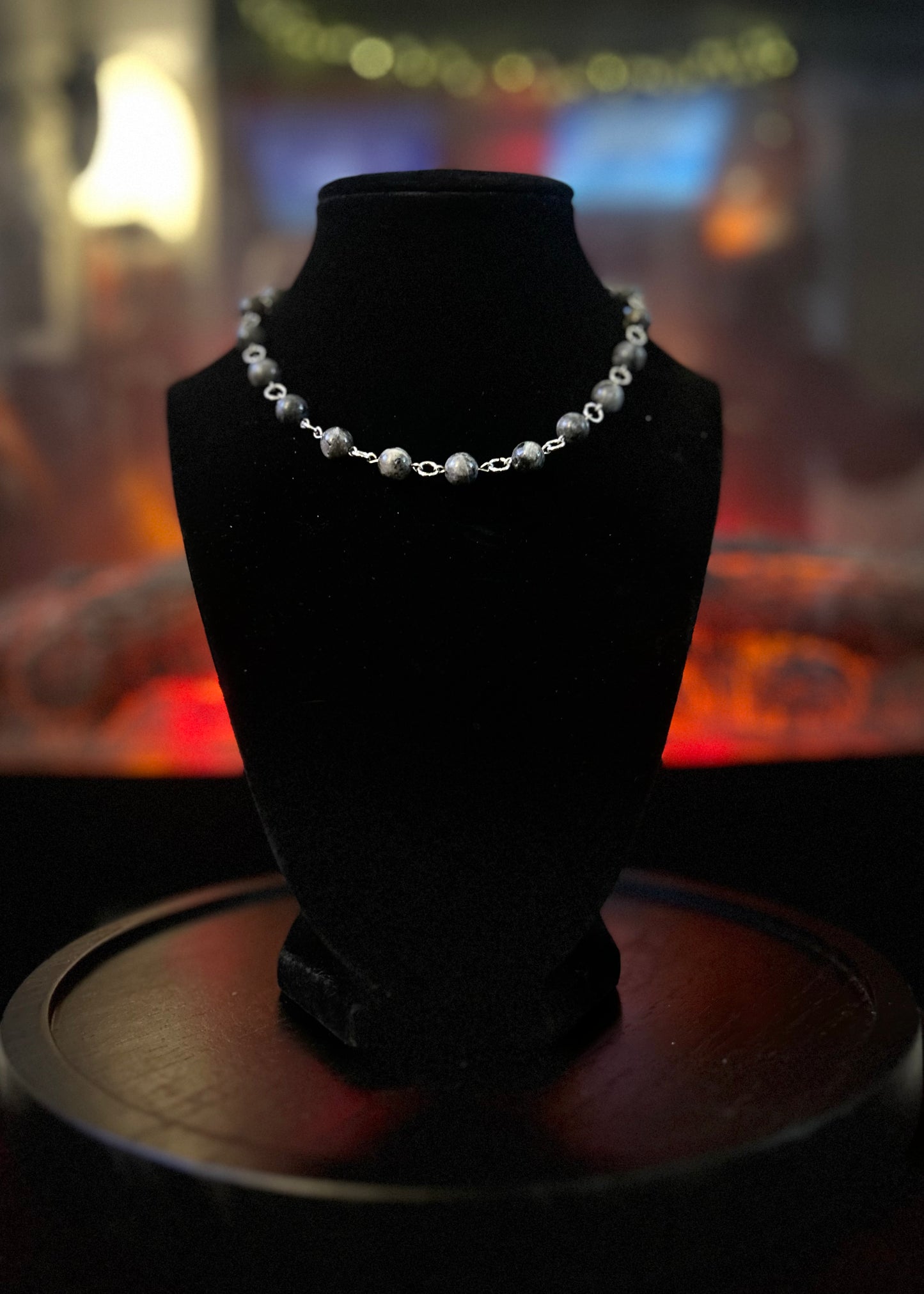 Silver Larvikite Necklace!!!
