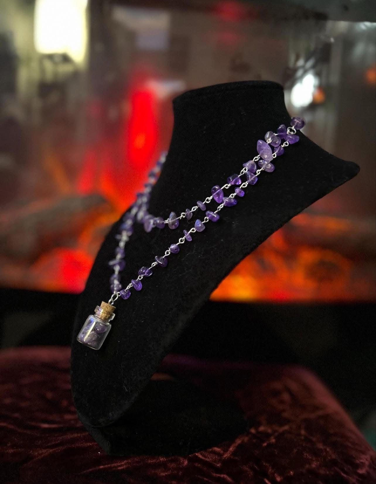 Handmade Silver Amethyst Jar Necklace!!!